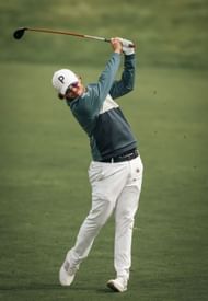 Ewen Ferguson of Scotland plays his second shot on the 9th hole during Day Three of the Cazoo Open de France (Image via Getty)